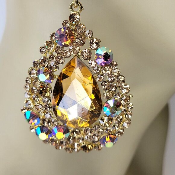 Flamboyant Crystal Teardrop Earrings - Picture 4 of 9